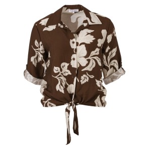 Enjoy Blouse 3/4 mouw Bruin zand print